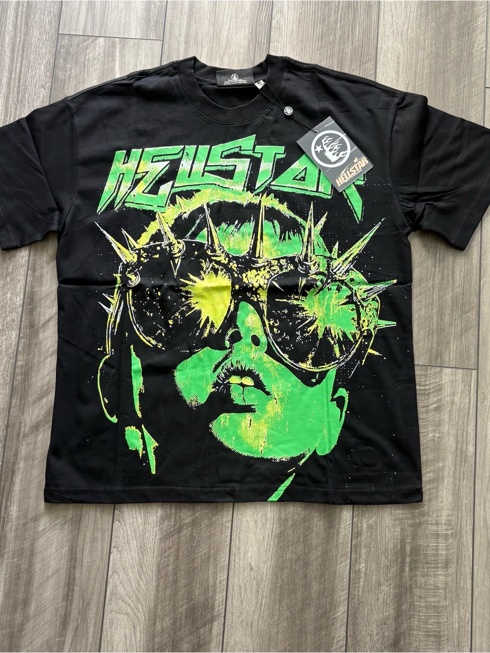 HELISTAR Short Sleeve Graphic Tee - Black with Neon Green Print